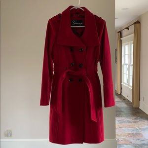 Guess red pea coat